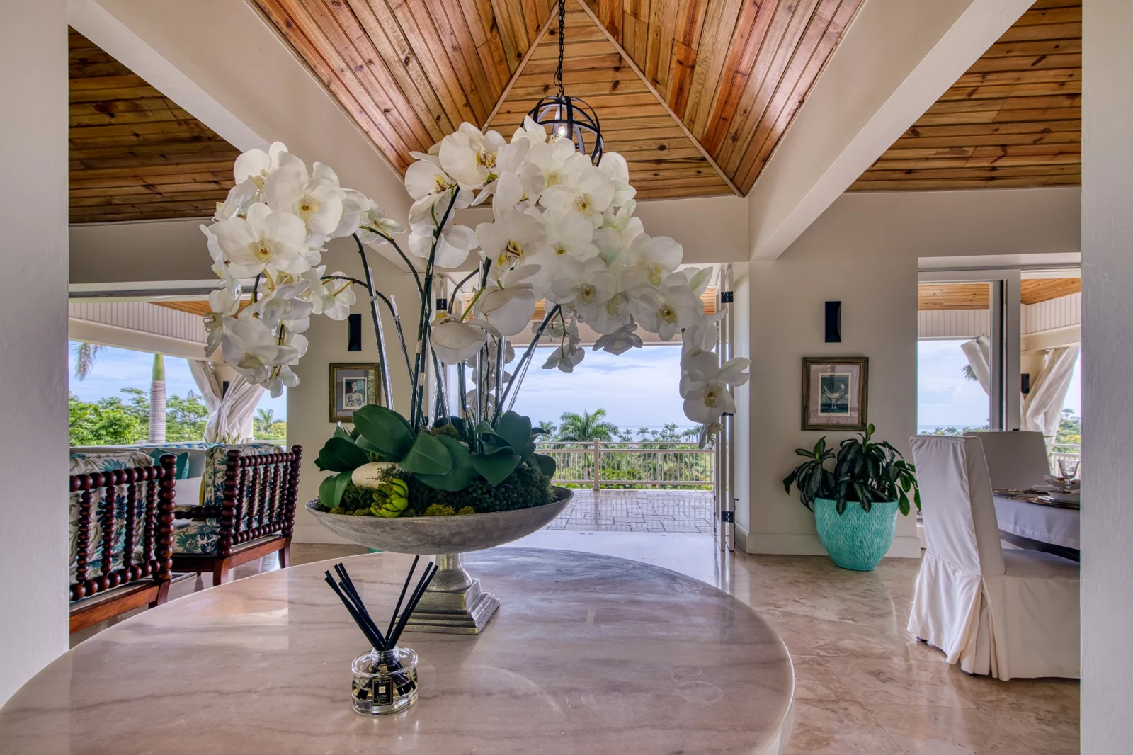 Orchids beside the veranda dining room